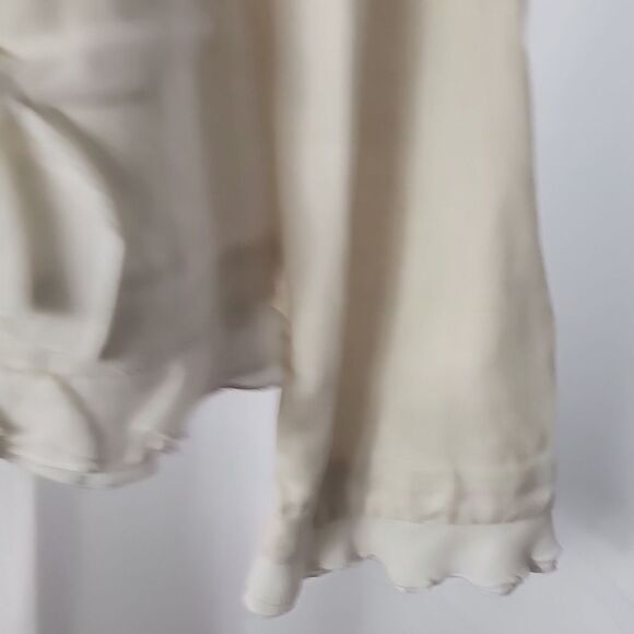 Linen Cotton Blend Ruffled Sequin Jacket Blazer Creamy White Size 16 - Picture 7 of 11